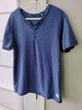 Guess Men's Medium Navy Henley - Slim Fit